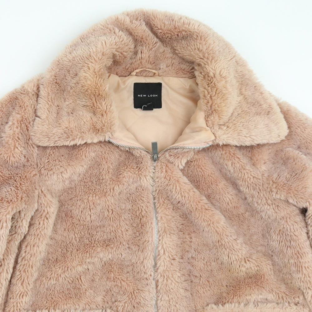 New Look Womens Pink   Overcoat Coat Size M  - faux fur