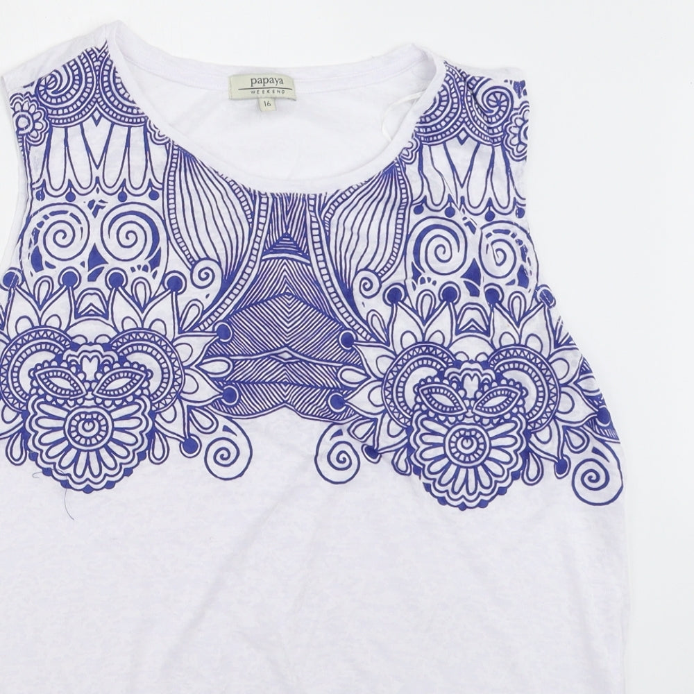 Papaya Womens White   Basic Tank Size 16