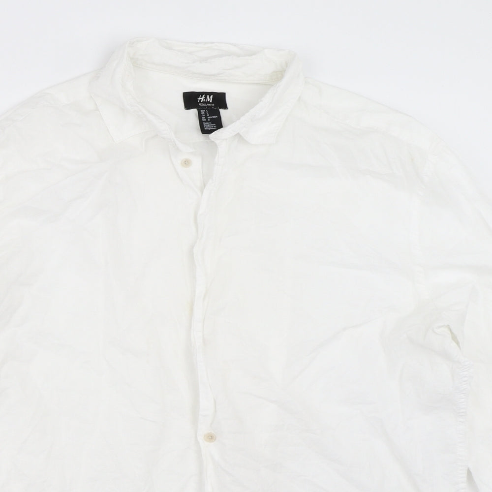 H&M Mens White    Button-Up Size L