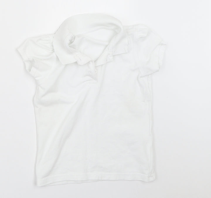 George Girls White   Basic Polo Size 5-6 Years  - school