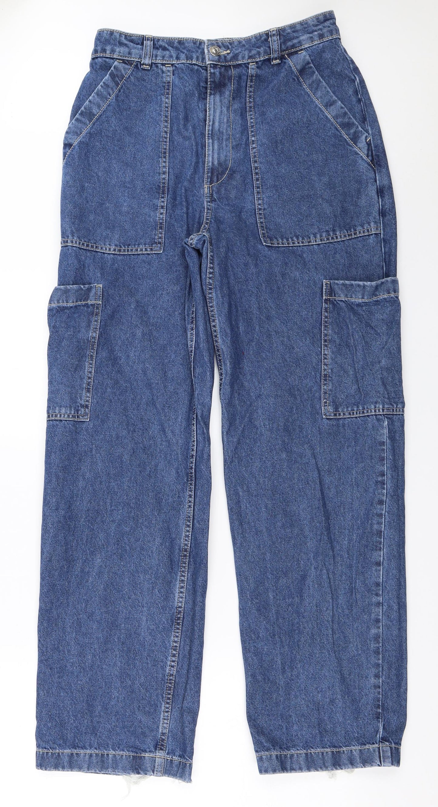 H&M Womens Blue  Denim Straight Jeans Size 38 L31 in
