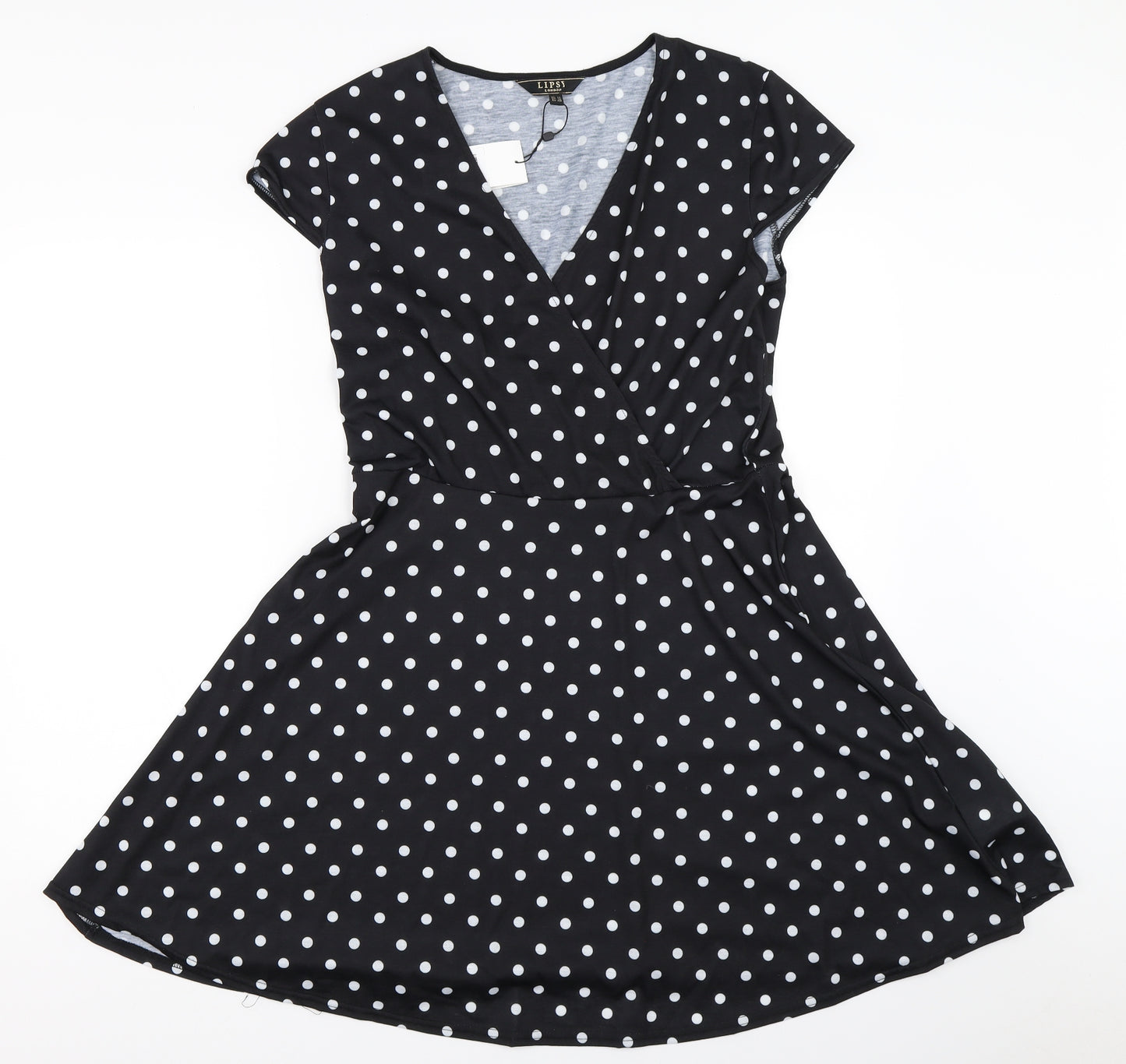 Lipsy Womens Black Polka Dot  Fit & Flare  Size 14