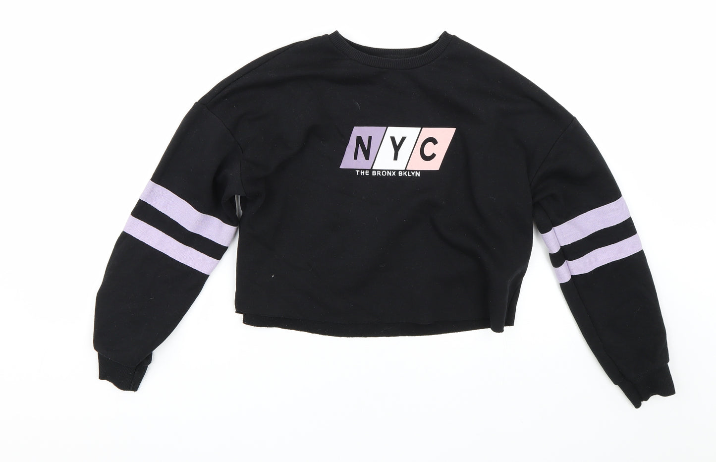 New Look Girls Black Striped  Pullover Sweatshirt Size 12-13 Years