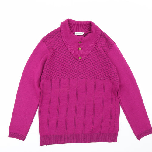 Impressions Womens Purple Striped  Pullover Jumper Size M