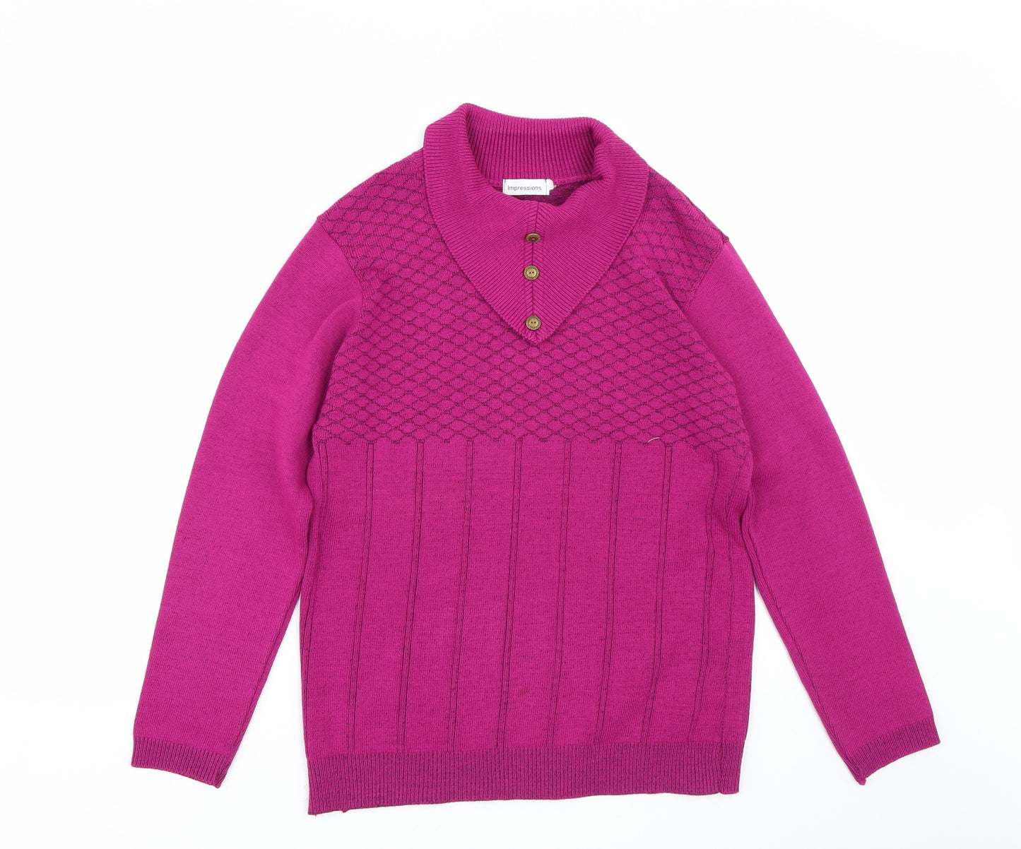 Impressions Womens Purple Striped  Pullover Jumper Size M