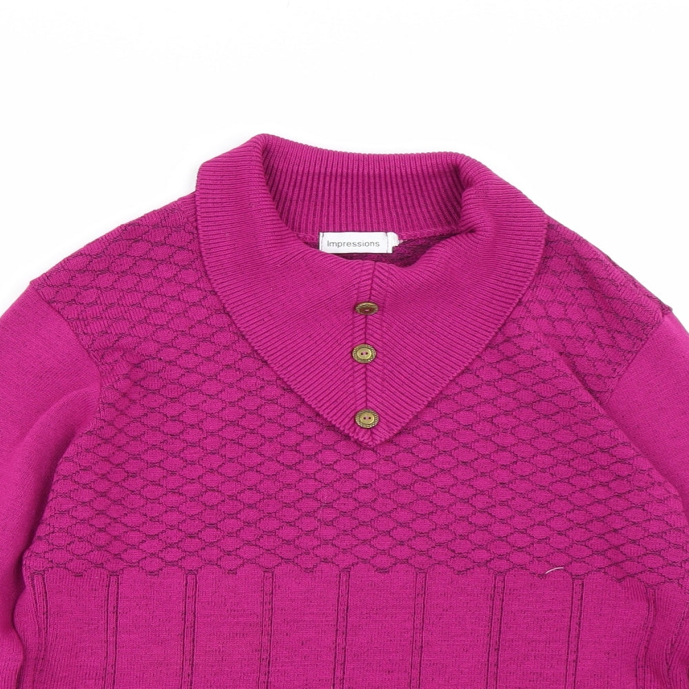 Impressions Womens Purple Striped  Pullover Jumper Size M