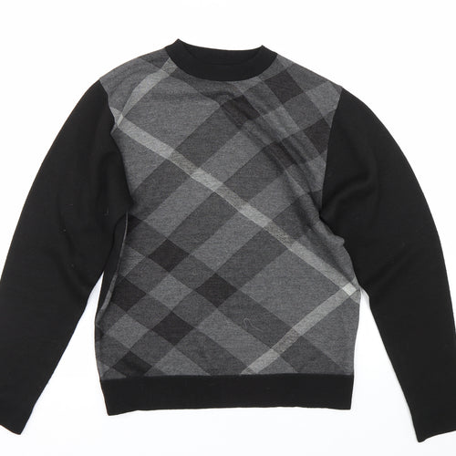 JJ Willis Mens Black Plaid  Pullover Jumper Size L