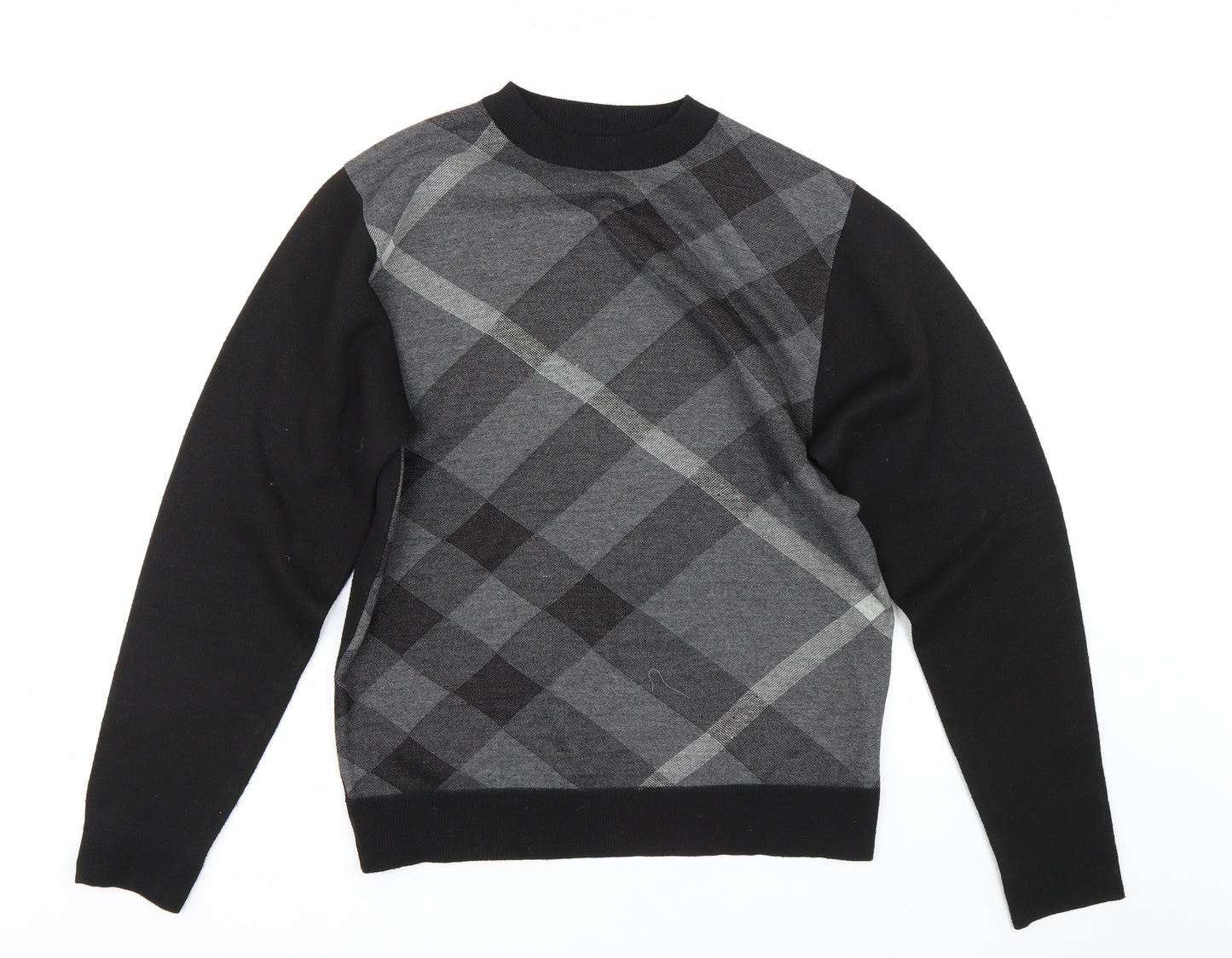 JJ Willis Mens Black Plaid  Pullover Jumper Size L