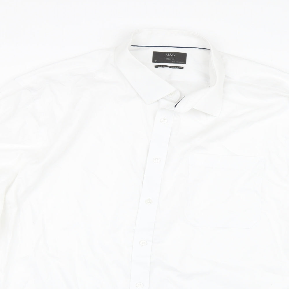 M&S Mens White    Dress Shirt Size 19