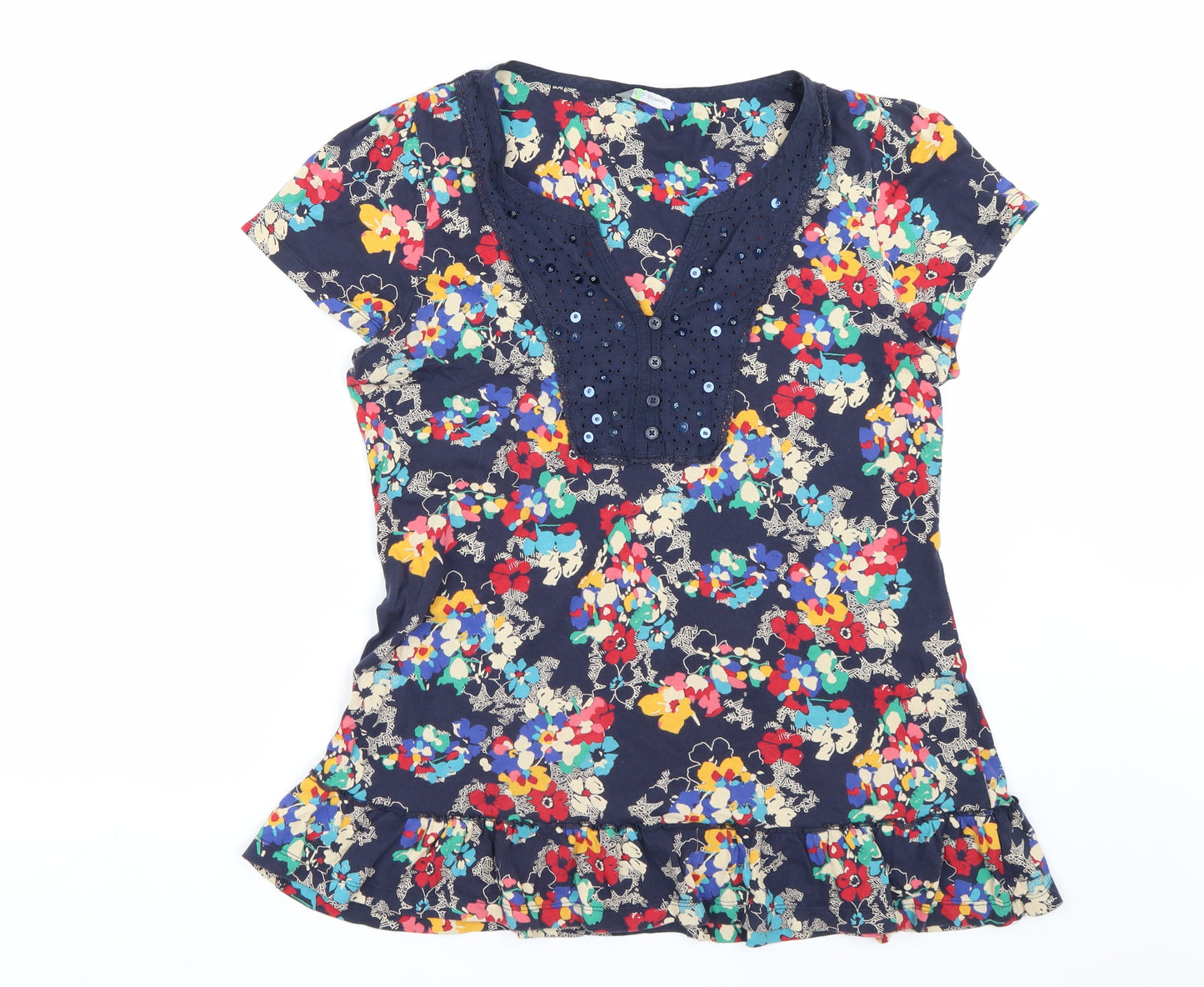 M&S Womens Multicoloured Floral  Basic T-Shirt Size 14