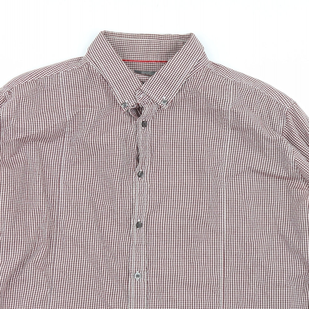 Jeff Banks Mens Red Plaid   Button-Up Size XL