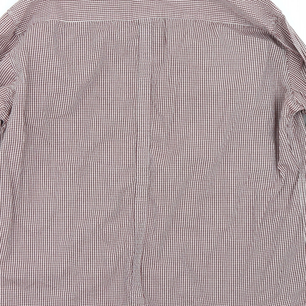 Jeff Banks Mens Red Plaid   Button-Up Size XL