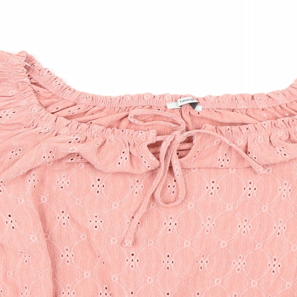 George Womens Pink Floral  Basic T-Shirt Size 18
