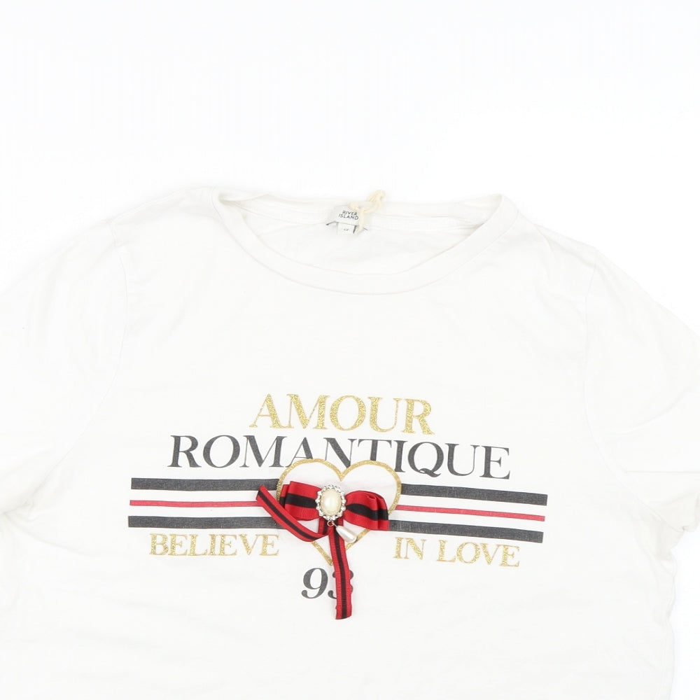 River Island Womens White   Basic T-Shirt Size 12