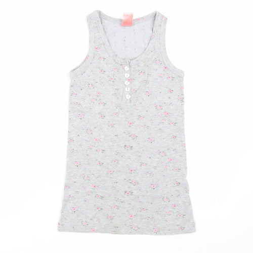 Milk & Honey Girls Grey Floral  Top Pyjama Top Size 7-8 Years