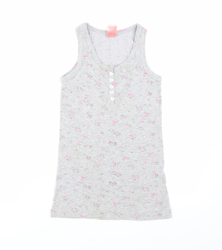 Milk & Honey Girls Grey Floral Top Pyjama Top Size 7-8 Years