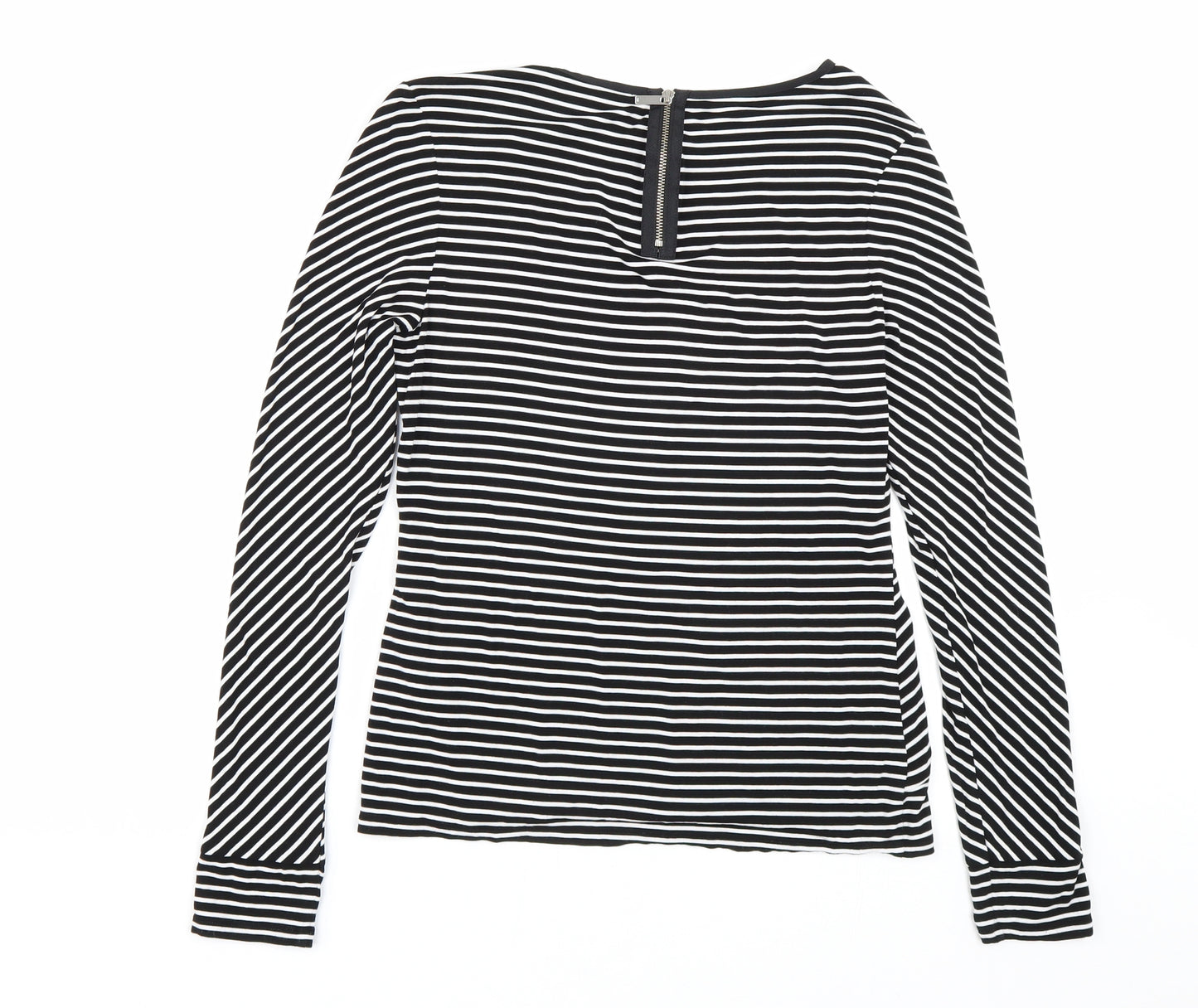 Karen Millen Womens Black Striped  Basic T-Shirt Size 12