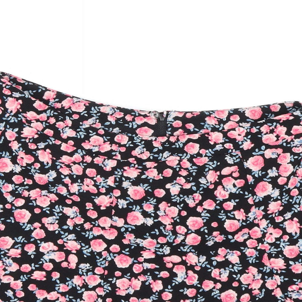 H&M Womens Black Floral  Mini Skirt Size 10