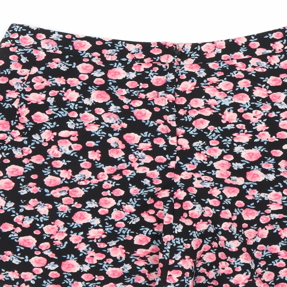H&M Womens Black Floral  Mini Skirt Size 10