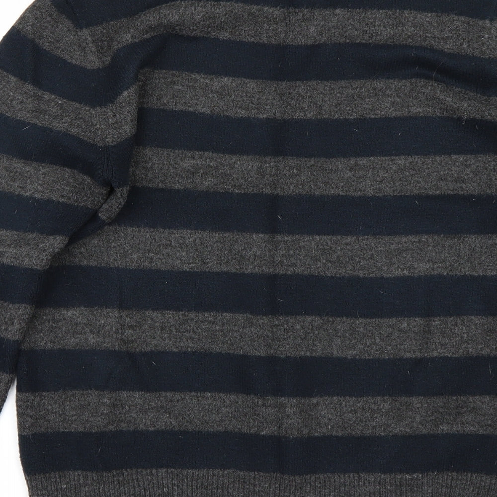 George Mens Grey Striped  Pullover Jumper Size S