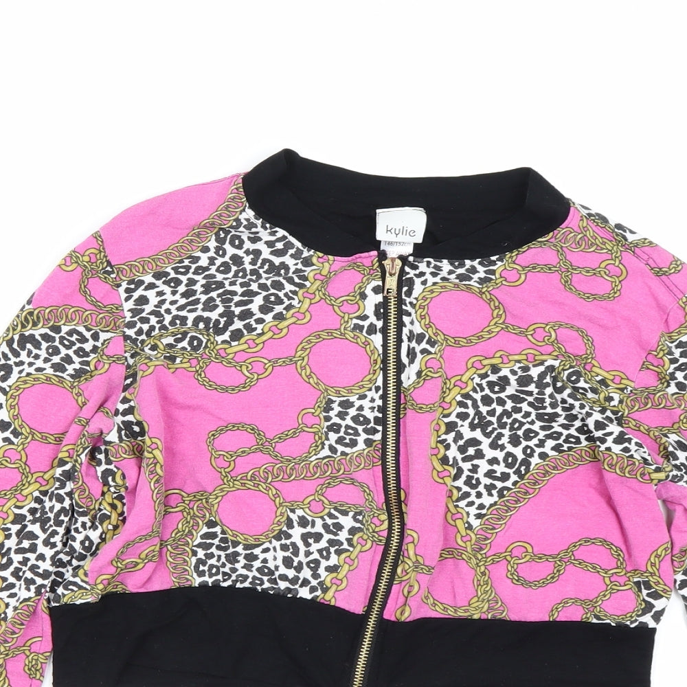 Kylie Girls Pink Animal Print  Jacket  Size 11-12 Years