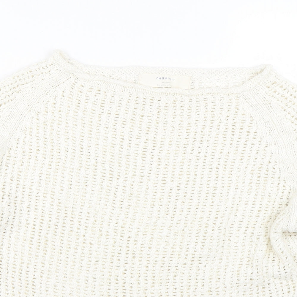 Zara Womens White   Pullover Jumper Size M