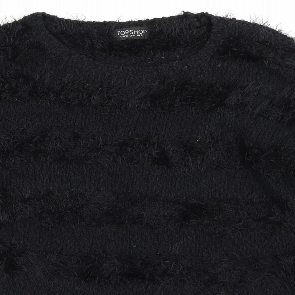 Topshop Womens Black Striped  Pullover Jumper Size 8
