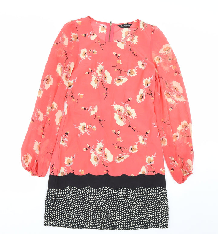 Miss Selfridge Womens Pink Floral T-Shirt Dress Size 8