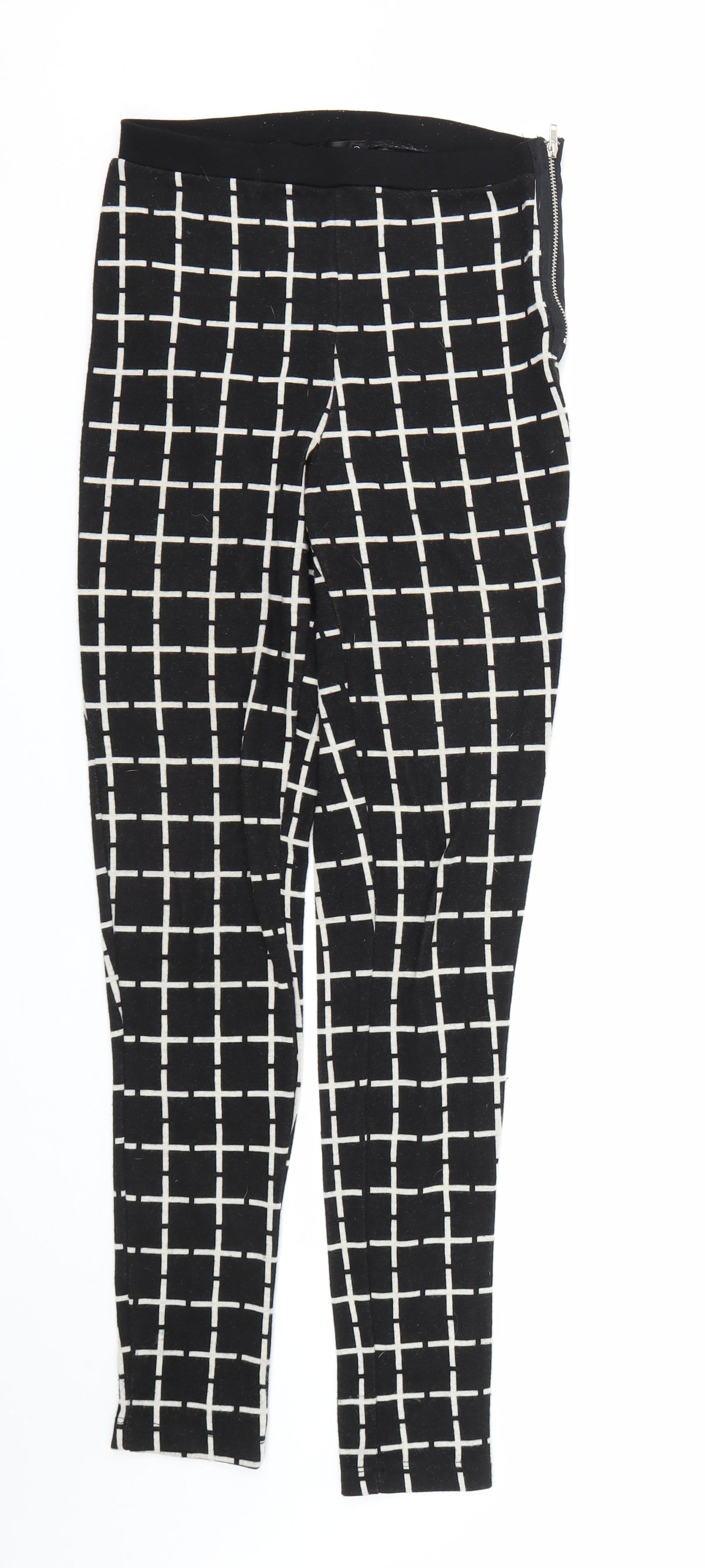 Topshop Womens Black Check  Capri Leggings Size 8 L28 in