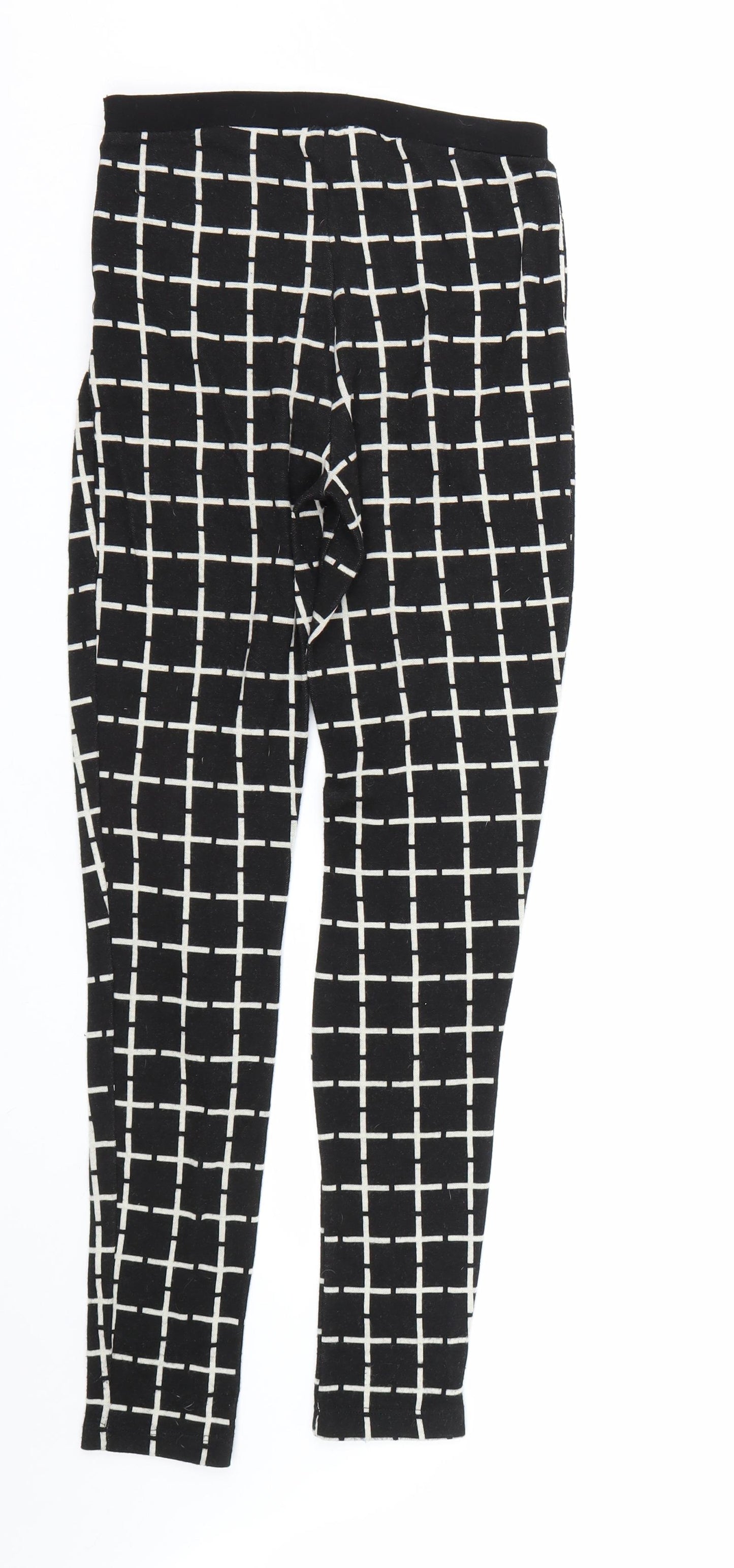 Topshop Womens Black Check  Capri Leggings Size 8 L28 in