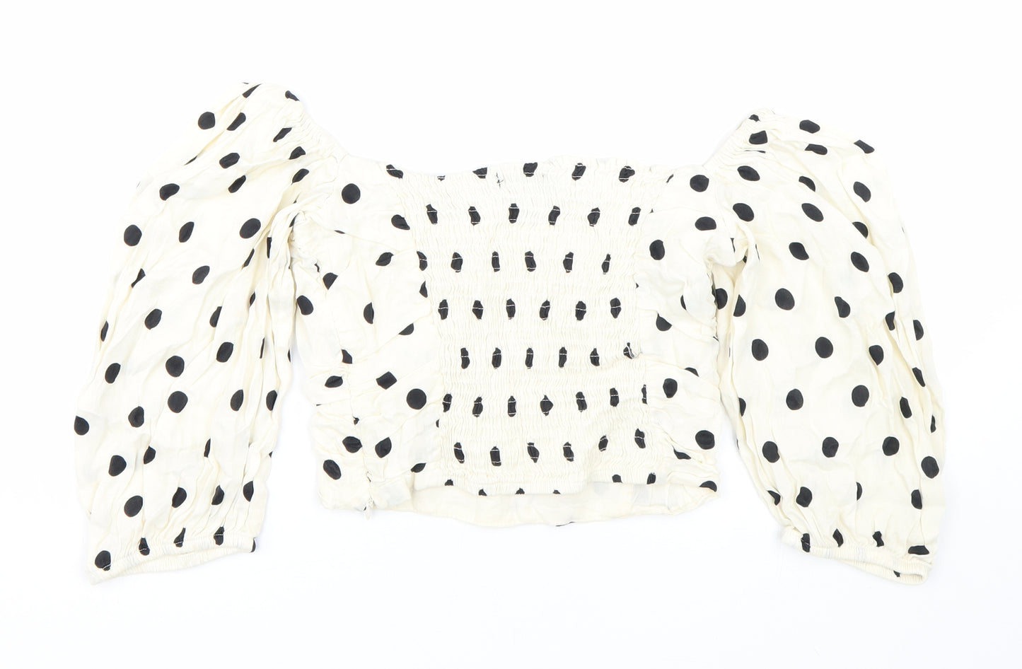 Zara Womens Beige Polka Dot  Cropped T-Shirt Size M
