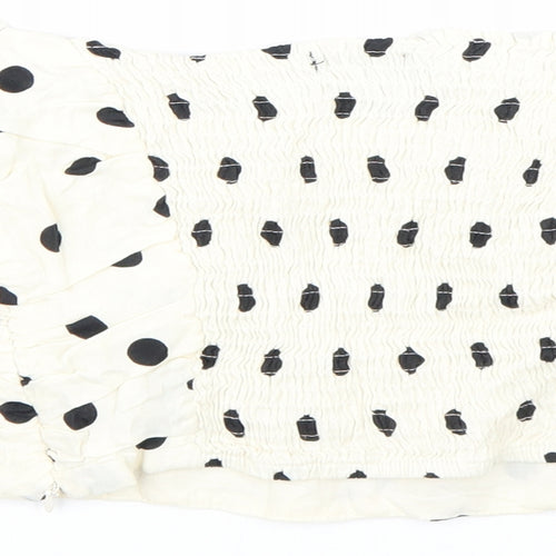 Zara Womens Beige Polka Dot  Cropped T-Shirt Size M