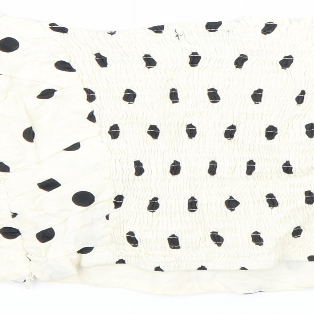 Zara Womens Beige Polka Dot  Cropped T-Shirt Size M