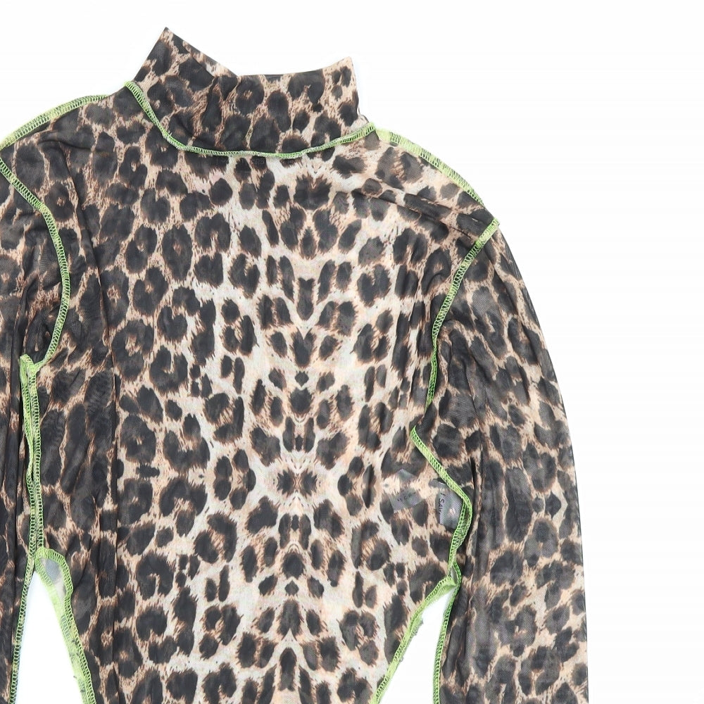 I SAW IT FIRST Womens Brown Animal Print  Catsuit One-Piece Size 12