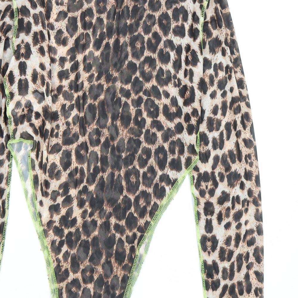 I SAW IT FIRST Womens Brown Animal Print  Catsuit One-Piece Size 12