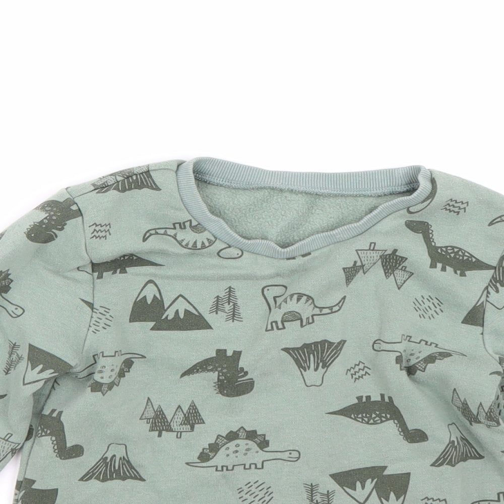 Matalan Boys Green Animal Print  Pullover Sweatshirt Size 4-5 Years  - Dinosaur Print