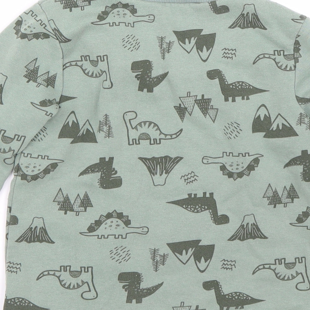 Matalan Boys Green Animal Print  Pullover Sweatshirt Size 4-5 Years  - Dinosaur Print