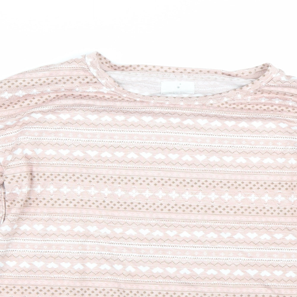 Matalan Womens Pink Fair Isle  Top Pyjama Top Size M