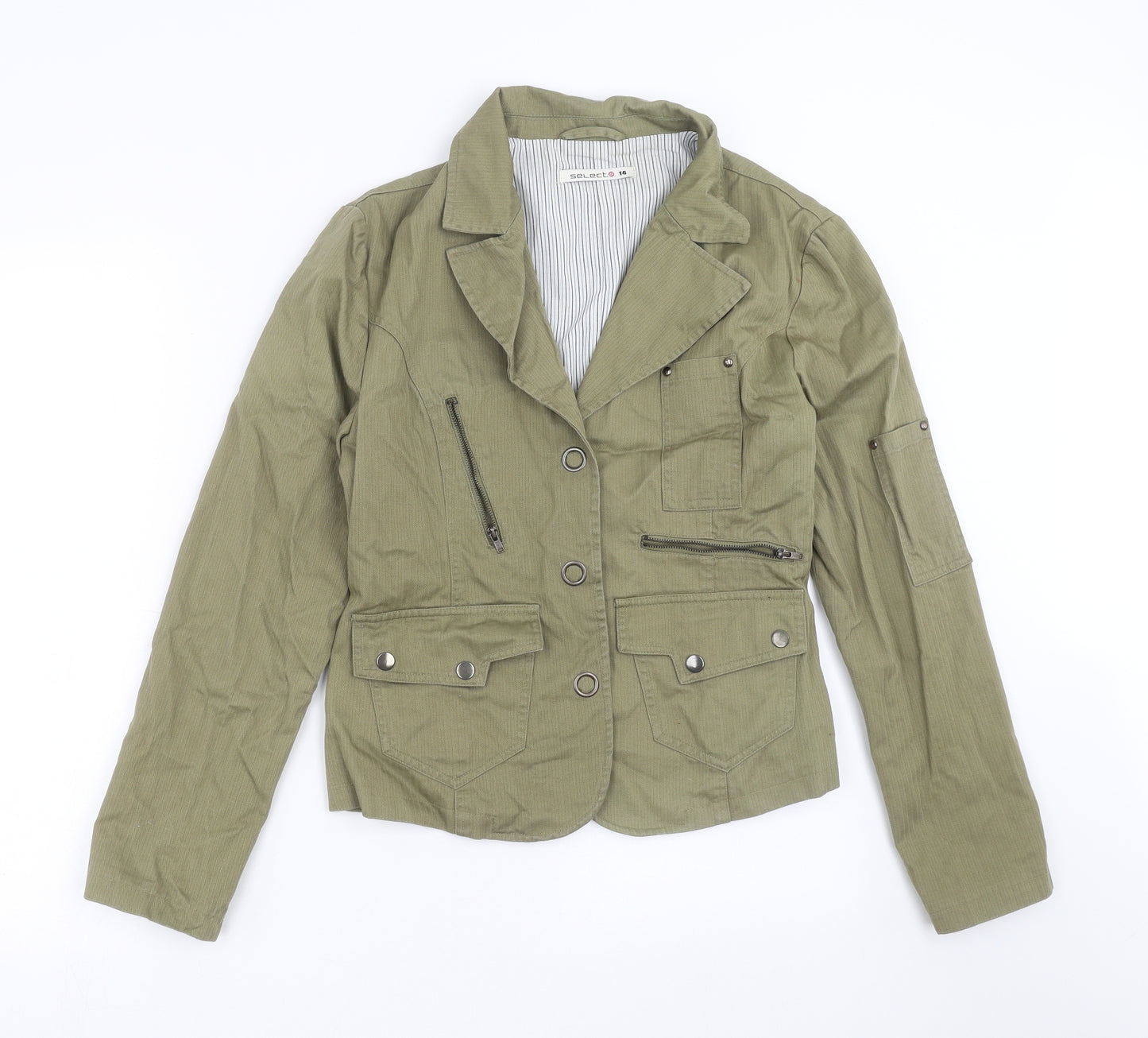 Select Womens Green Herringbone  Jacket  Size 14