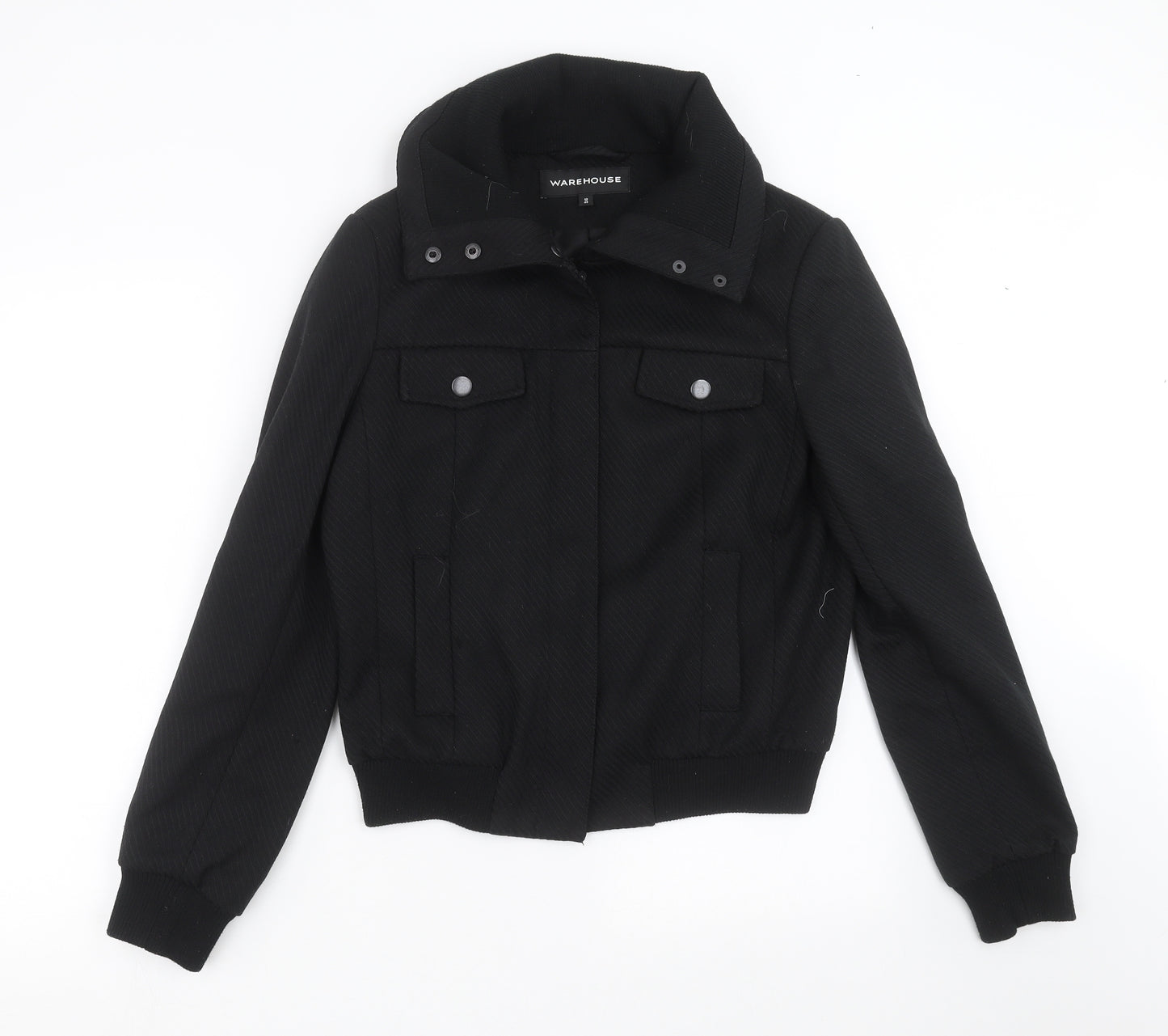Warehouse Womens Black Striped  Jacket Coat Size 12