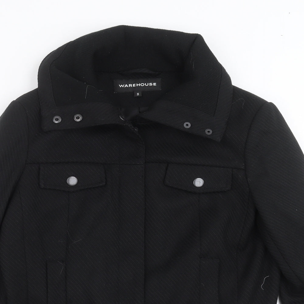 Warehouse Womens Black Striped  Jacket Coat Size 12