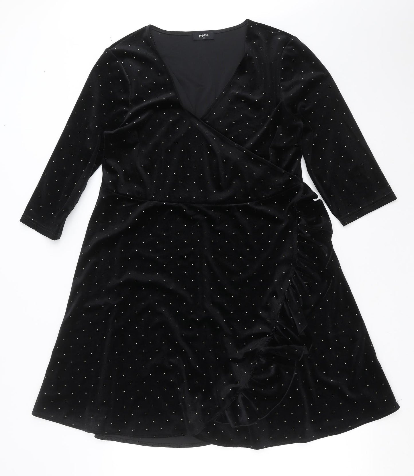 Papaya Womens Black   Wrap Dress  Size 16  - dotted pattern
