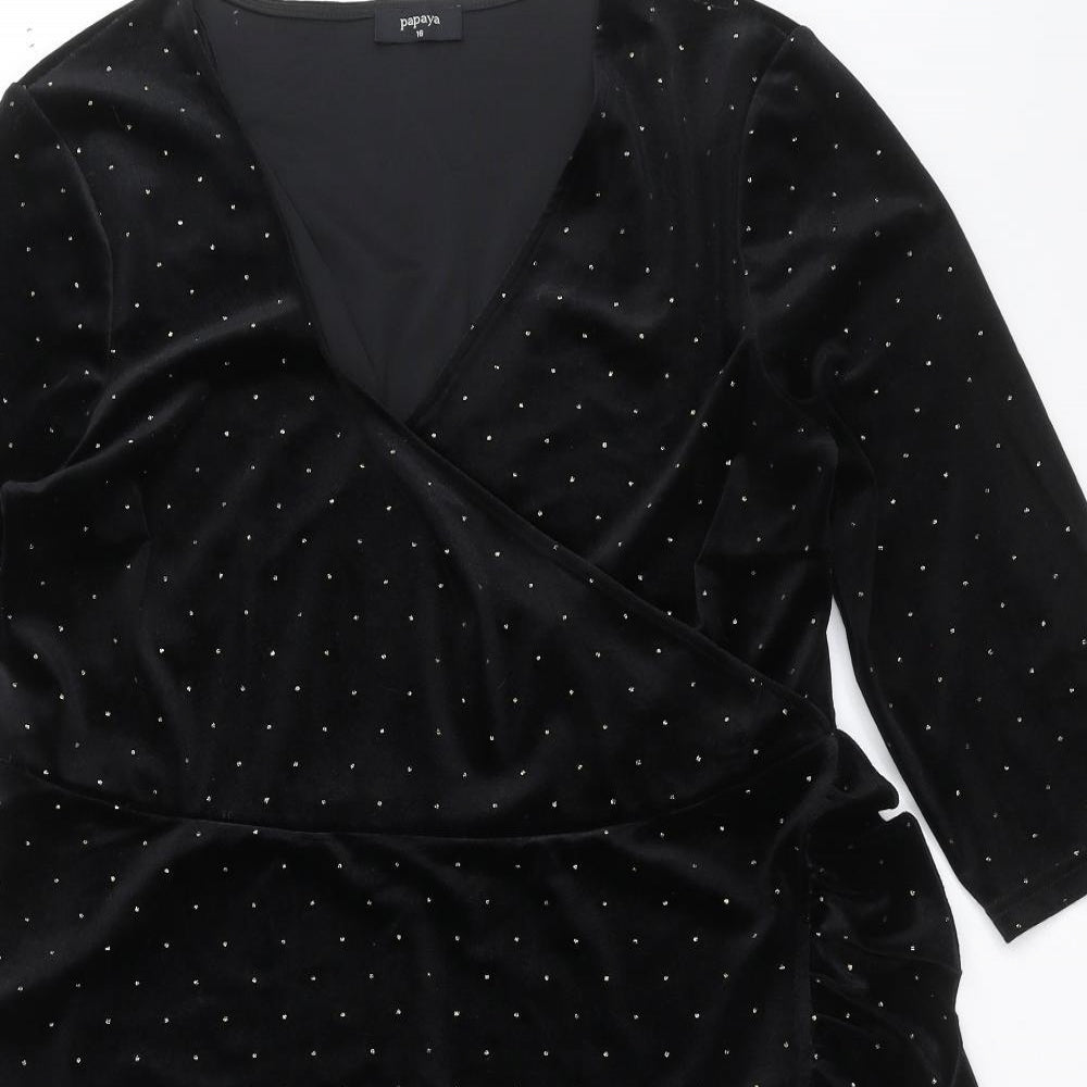 Papaya Womens Black   Wrap Dress  Size 16  - dotted pattern