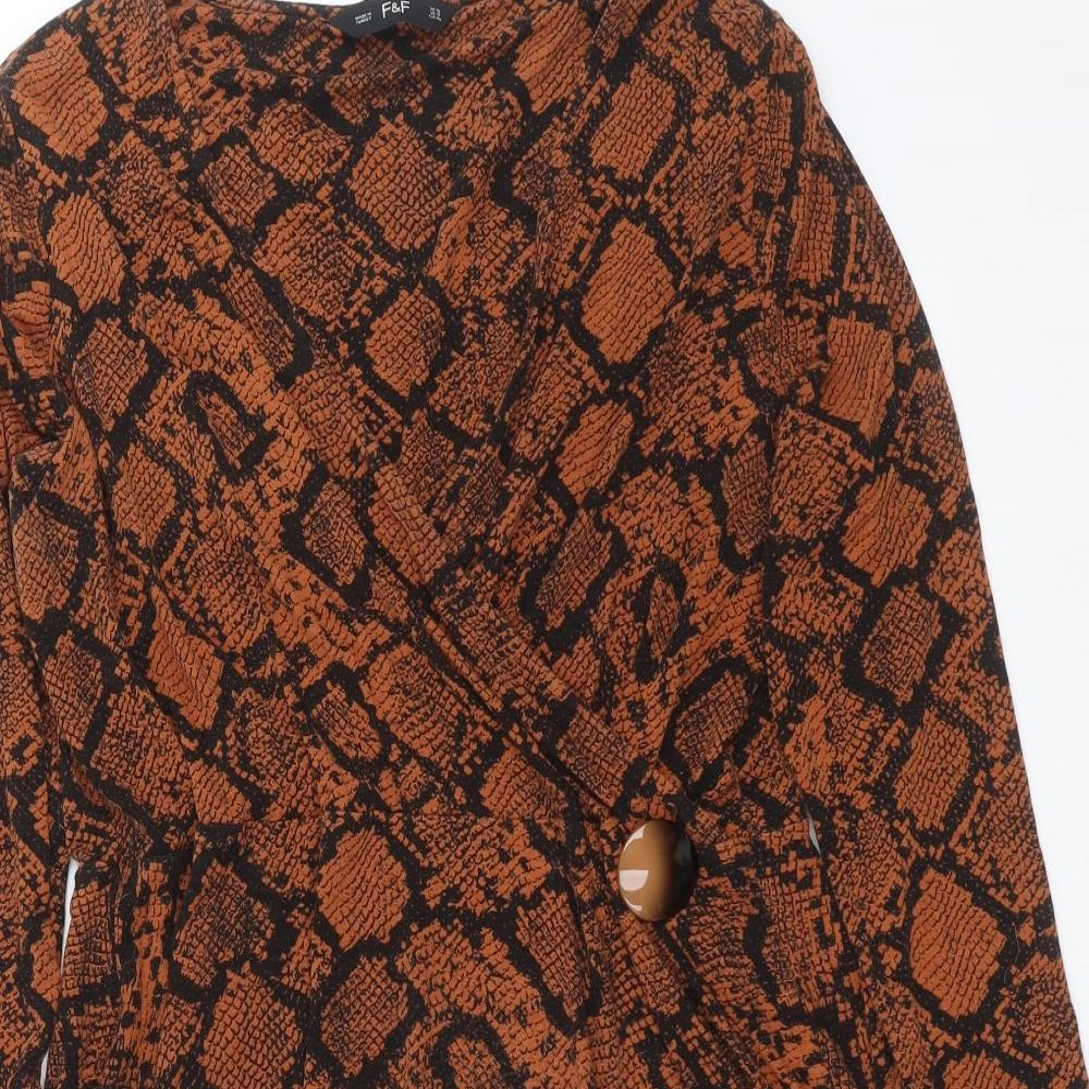 F&F Womens Brown Animal Print  Fit & Flare  Size 16