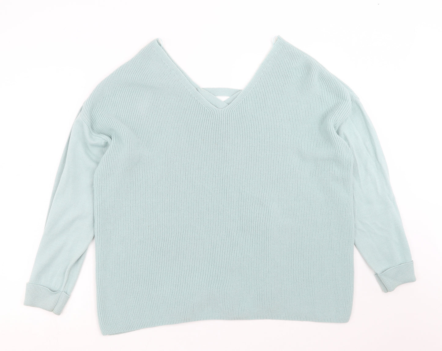 George Womens Green  Knit Pullover Jumper Size 18  - lace up back