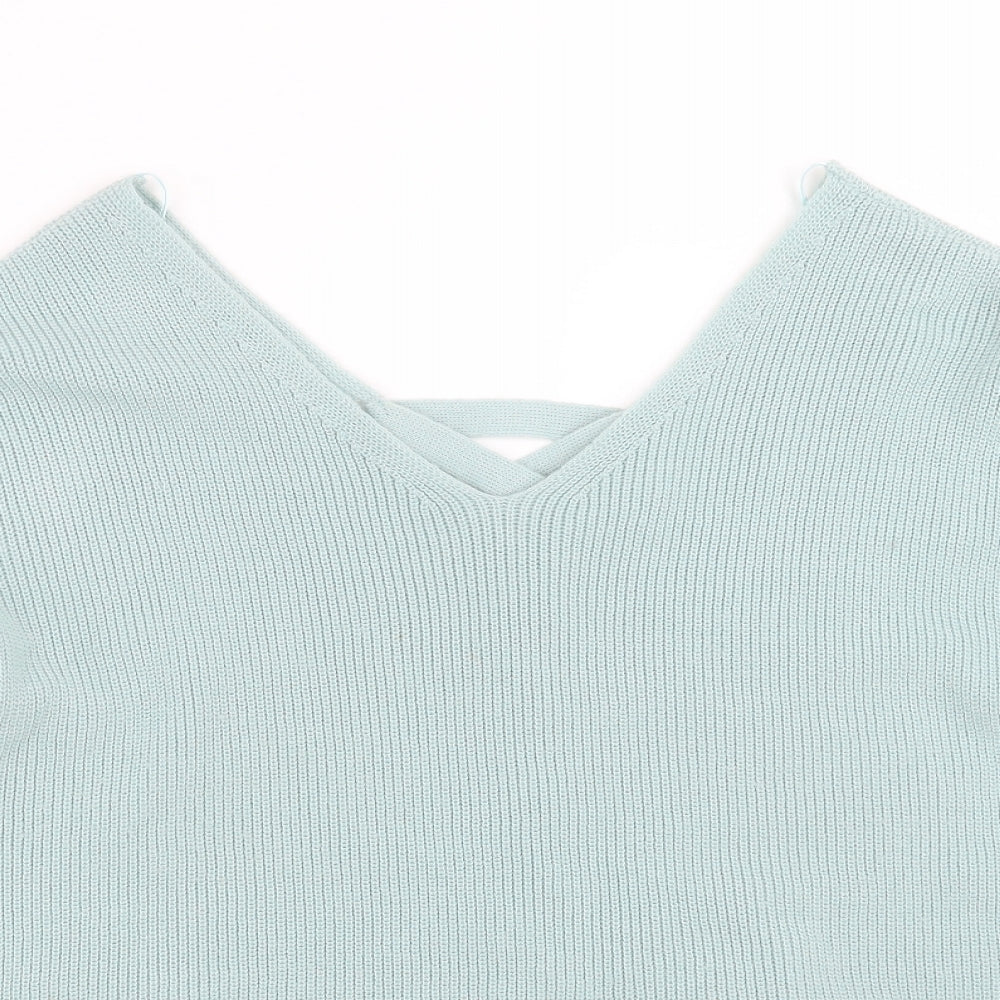 George Womens Green  Knit Pullover Jumper Size 18  - lace up back