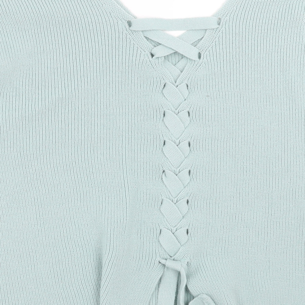 George Womens Green  Knit Pullover Jumper Size 18  - lace up back