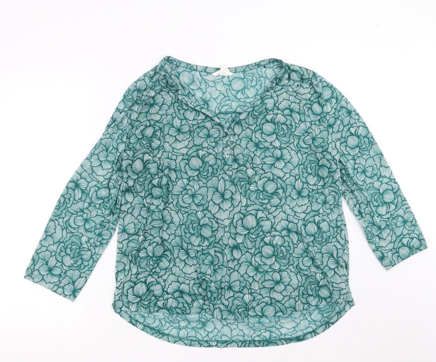 H&M Womens Green Floral  Basic Blouse Size XL