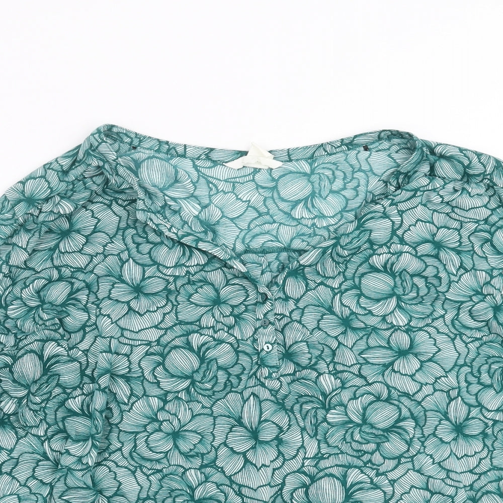 H&M Womens Green Floral  Basic Blouse Size XL