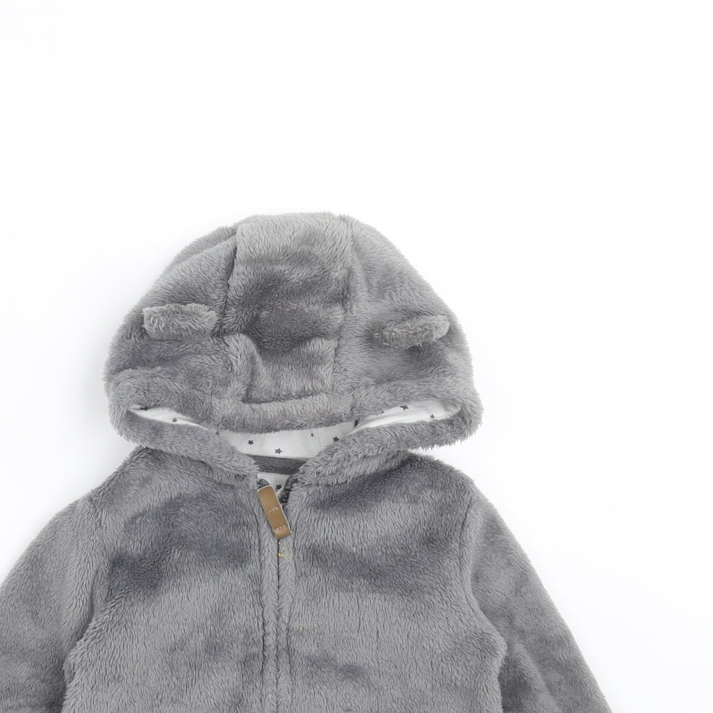 F&F Baby Grey   Full Zip Jumper Size 9-12 Months  - hooded